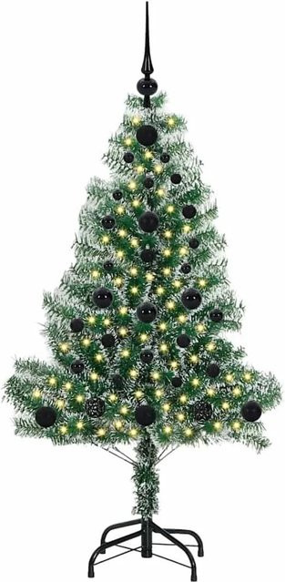 vidaXL Künstlicher Weihnachtsbaum Beschneit mit LED Licht, Grün-Weiß, Höhe: 120 cm - Bild 1
