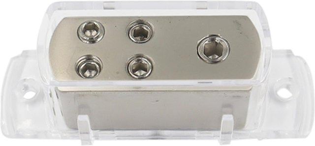 TOMTOP JMS Auto-Audio-Konvertierungs-Splitterbox, 4-Wege-Erdungsstecker für die Audio-Konvertierung, 4GA8GA-Leitungssplitter, transparent/silber - Bild 1