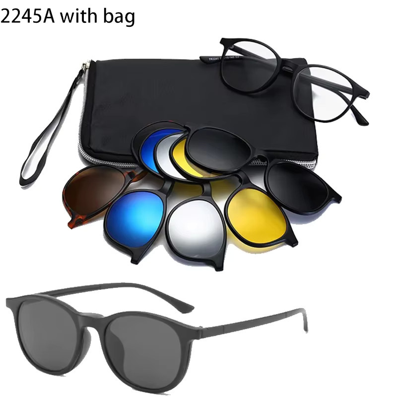 Rexxar 2245A Sonnenbrille, Clip-On, polarisiert, Vollrand, rund, Kunststoff, Unisex, black - Bild 3