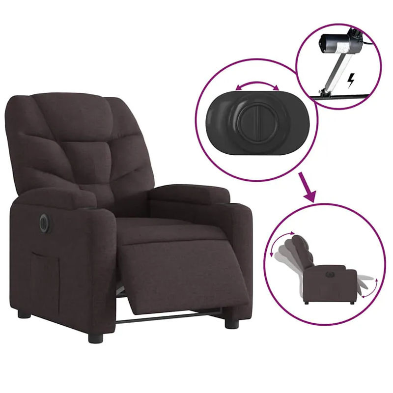 Vidaxl Elektrischer Relaxsessel in Braun mit Stoffbezug im modernen Design - Bild 6
