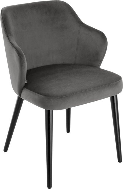 VEGA Polsterstuhl Katya aus Samt in Grau mit schwarzem Gestell, B/T/H: 55 x 58 x 81 cm - Bild 1