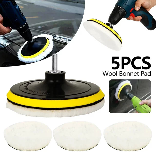 Polierpad Set aus Wolle für Auto Polierer und Bohrer, Polier-Disc-Kit zum Polieren und Wachsen, 6 und 7 Zoll - Bild 1