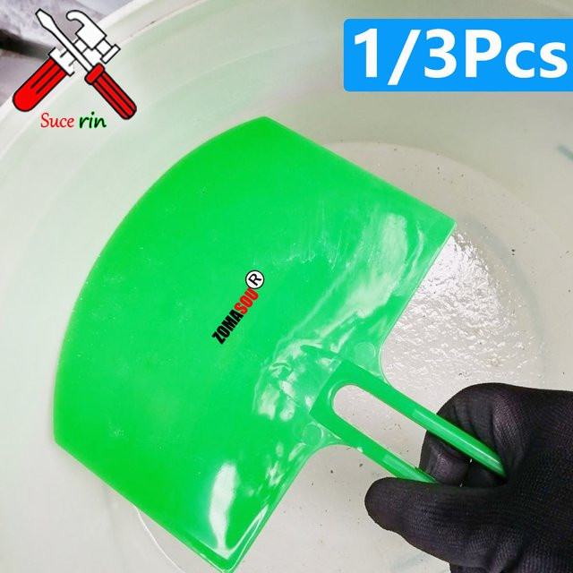ZOMASOU 3-teiliges Set Trockenbau Werkzeuge mit gebogenem Spachtel und Schaber in Grün für Gips und Spackle - Bild 1
