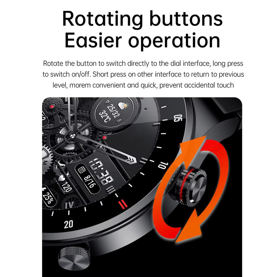 CRTORRS Smartwatch, Schwarz, Rund, NFC, Bluetooth, 44 mm, Unisex - Bild 3