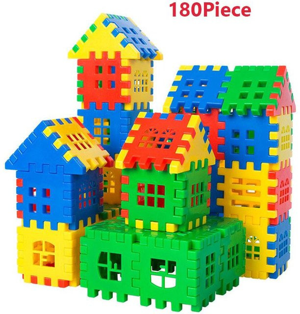 Große Kunststoff 3D Verbindbare Bausteine, 180 Stück, Bunte DIY Bausteine - Bild 1