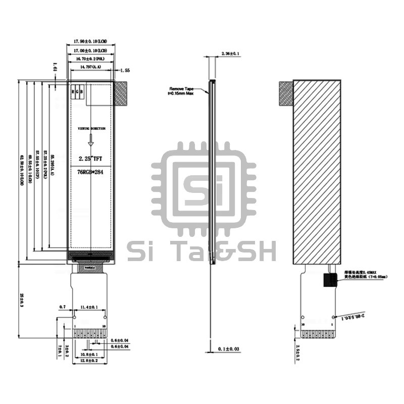 Si Tai&SH 2,25-Zoll TFT-LCD ST7789 Modul SPI-Farbbildschirm in Blau, B: 7,6 cm, H: 28,4 cm - Bild 2
