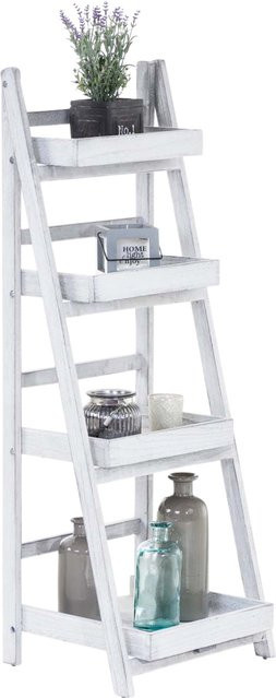 TPFGarden Treppenregal Doro in Antik Weiß aus Holz im Landhausstil, B/T/H: 110,5 x 42,5 x 35,0 cm - Bild 1