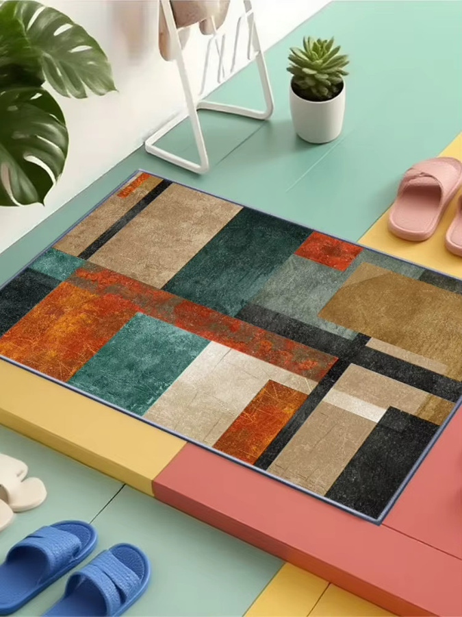 VIKAMA Geometrischer Teppich in Rot und Schwarz, rutschfest und modern für Wohnzimmer oder Schlafzimmer - Bild 2