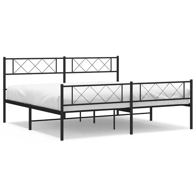 vidaXL Bettgestell aus Metall mit Kopfteil und Fußteil in Schwarz, B/T: 193 x 203 cm - Bild 3