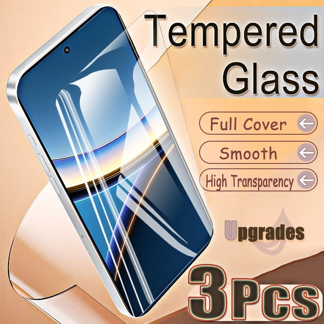 3er-Pack Xiaomi Poco F7 Pro Schutzglas mit 9H Härte und Fingerabdruck-Entsperrung, transparent, HD Displayschutzfolie zur vollständigen Abdeckung - Bild 1
