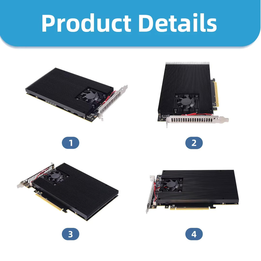 ADT-Link Split-Free PLX8747 PCIe 3.0 Erweiterungskartenmodul mit Vierfach-NVMe 3.0 x4 Support und Radiator in Schwarz - Bild 5