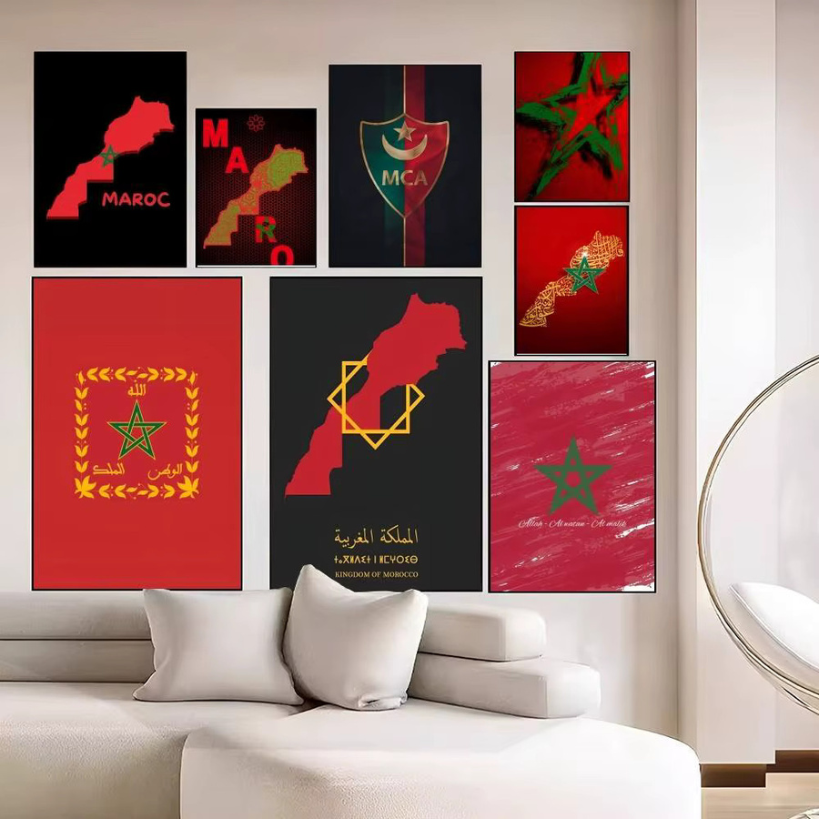 Kayou Selbstklebendes Marokko Karten Flaggen Poster aus Papier, Rechteckig - Bild 2