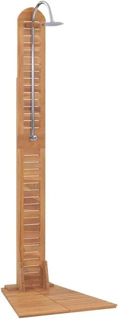 vidaXL Gartendusche aus Massivholz Teak in Braun, B/T/H: 70 x 75 x 204 cm - Bild 1
