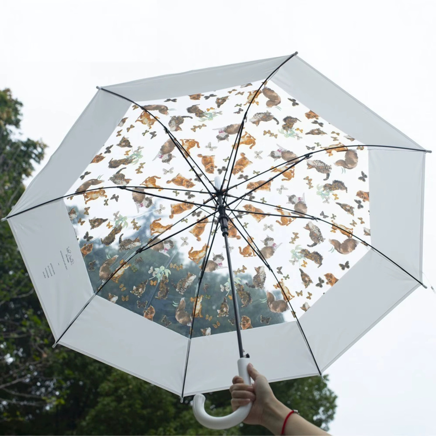 Momikawa Auto-Stick Regenschirm Blind Box, niedlicher Cartoon-Regenschirm in transparent, handbemalt und tragbar - Bild 2
