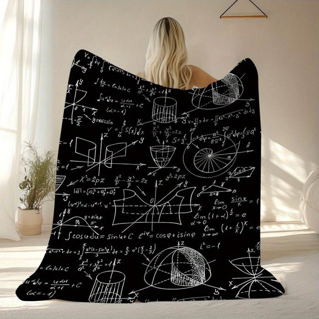 Silent Wave Kuscheldecke mit mathematischem Digitaldruck aus Flanell und Fleece, Mehrfarbig, B/T: 130 x 150 cm - Bild 1