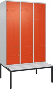C+P Z-Spind Classic PLUS Sitzbank mit 6 Fächern und Zylinderschloss, B/T/H: 212,0 x 120,0 x 81,5 cm - Bild 1