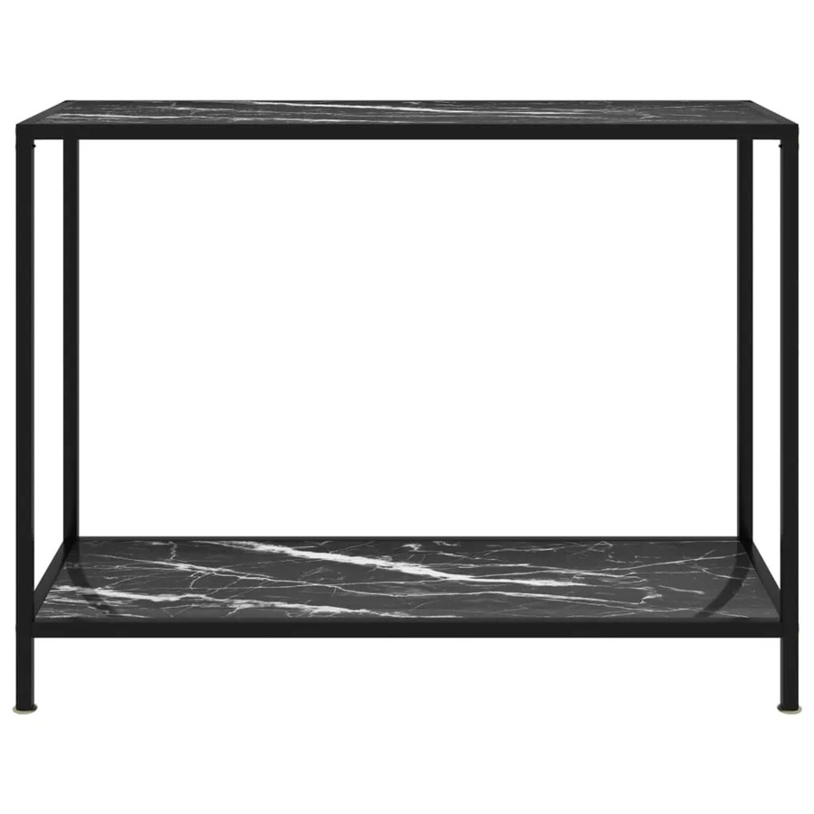 vidaXL Konsolentisch in Schwarz mit Marmor-Optik aus Hartglas und pulverbeschichtetem Stahl, B/T/H: 100 x 35 x 75 cm - Bild 2