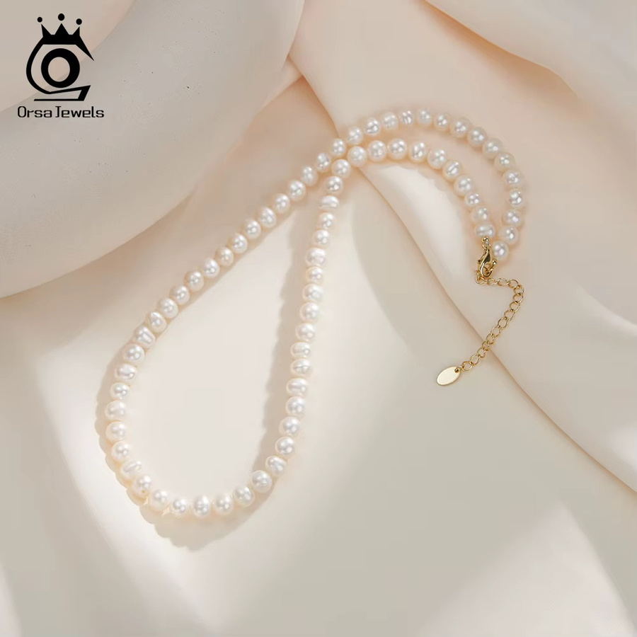 Orsa Juwelen Perlen Choker Kette, Sterling Silber, Damen - Bild 3