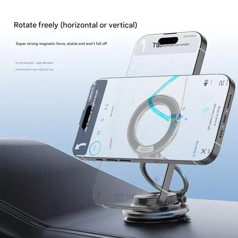 Magnetische faltbare Autohalterung aus Aluminiumlegierung in Blau mit 360-Grad-Drehung und Vakuumadsorption für dein Smartphone - Bild 3