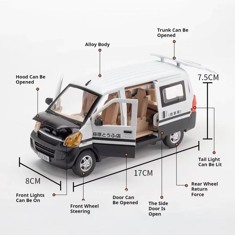 YBC YIBAICHENG WuLing RongGuang Van, Spielzeug Miniatur Auto Modelle, 1:24, Metall, Gummi Reifen, Türen Geöffnet, Zurückziehen - Bild 1