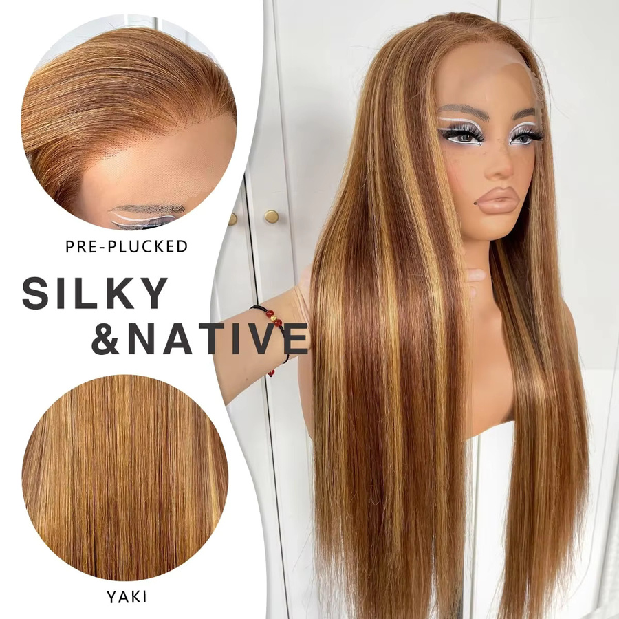 ALIKODY Echthaar Perücke, Honigblonde, Straight Lace Front, 13x4 HD Transparent - Bild 3