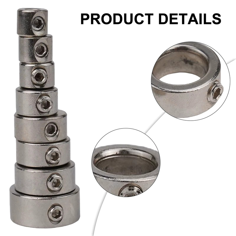 DAZZLEEX 8-teiliges Tiefenstopp-Kragen-Set in Silber für die Holzbearbeitung mit Schraubenschlüssel, Bohrertiefenbegrenzer und Bohrer-Positionierer-Werkzeug (3mm-16mm) - Bild 2