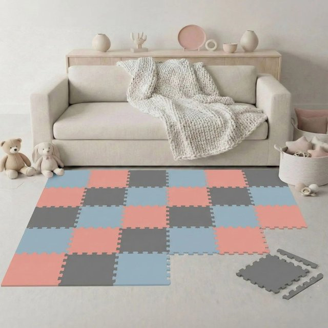LittleTom Spiel- und Krabbelmatte Puzzlematte 27-teilig Terracotta Grau-Blau B/T/H: 30 x 30 x 1 cm - Bild 1
