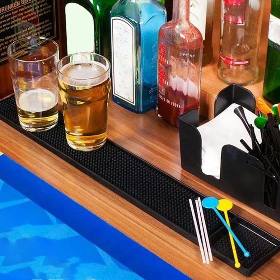 Rutschfeste Bar-Abtropfmatte aus PVC von TOMTOP JMS in Schwarz, B/B/H: 60 x 8 x 1 cm - Bild 2