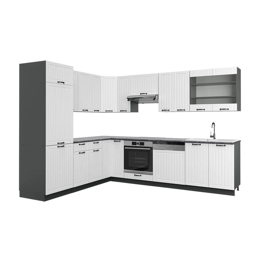 Vicco Fame-Line Eckküche im Landhausstil in Weiß und Anthrazit, B/T/H: 227 x 287 x 82 cm - Bild 2