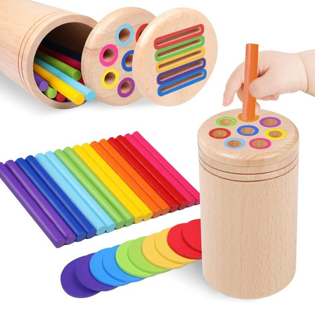Yiran toy Münz- & Farbensortier-Spielzeug, Sensorisches Zuordnungsspiel, Holz, ab 1 Jahr - Bild 1