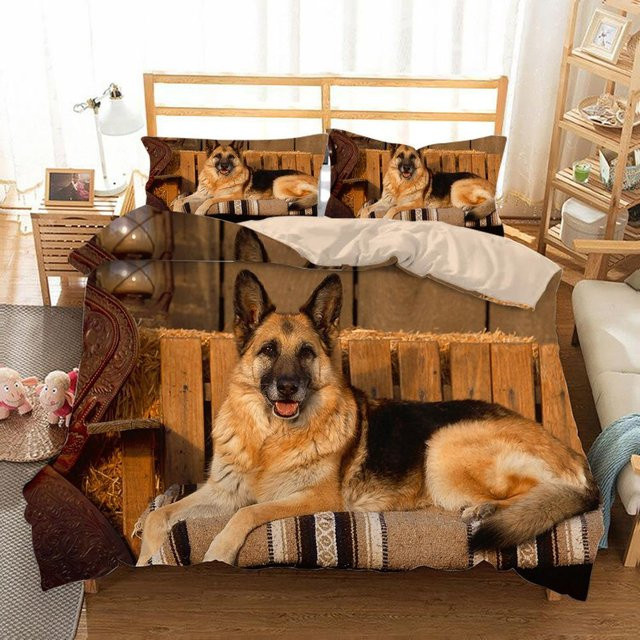 Schäferhund Tagesdecke aus Polyester in Braun, B/H: 140 x 210 cm - Bild 1