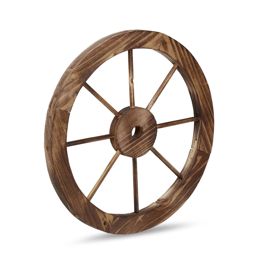 Relaxdays 2er Set Wagenräder aus Holz in Braun mit rustikaler Maserung, Durchmesser: 40 cm, Breite: 2,5 cm - Bild 2