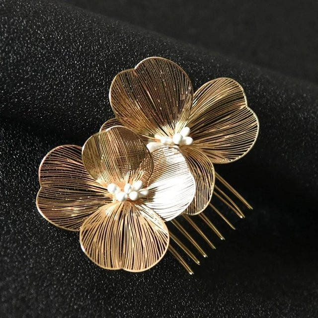 Haarspangen Blume, goldgelb, Damen - Bild 1