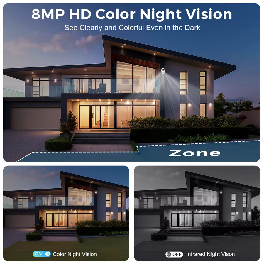 BESDER 4K 8MP PTZ IP Kamera Outdoor mit Dual Objektiv und Dual Bildschirmen, Wifi Sicherheit Überwachungskamera mit AI Auto Tracking, Weiß - Bild 5
