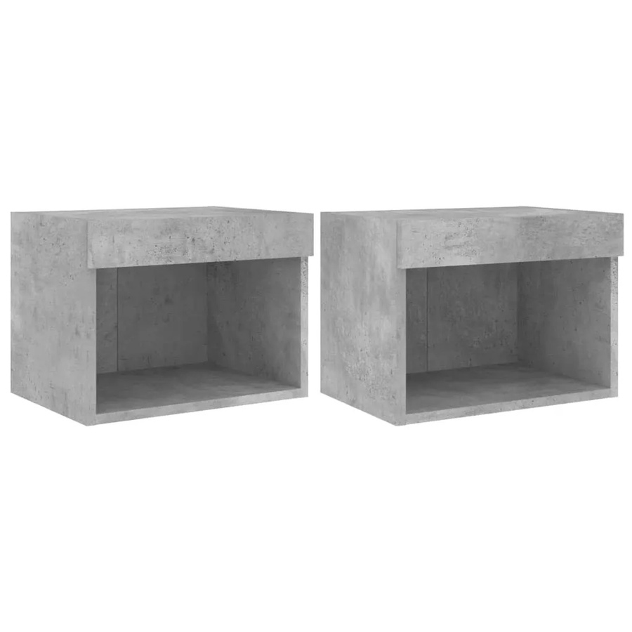 vidaXL Wand-Nachttische mit integrierter LED-Beleuchtung, 2er-Set, Betongrau, Modell 2 - Bild 2