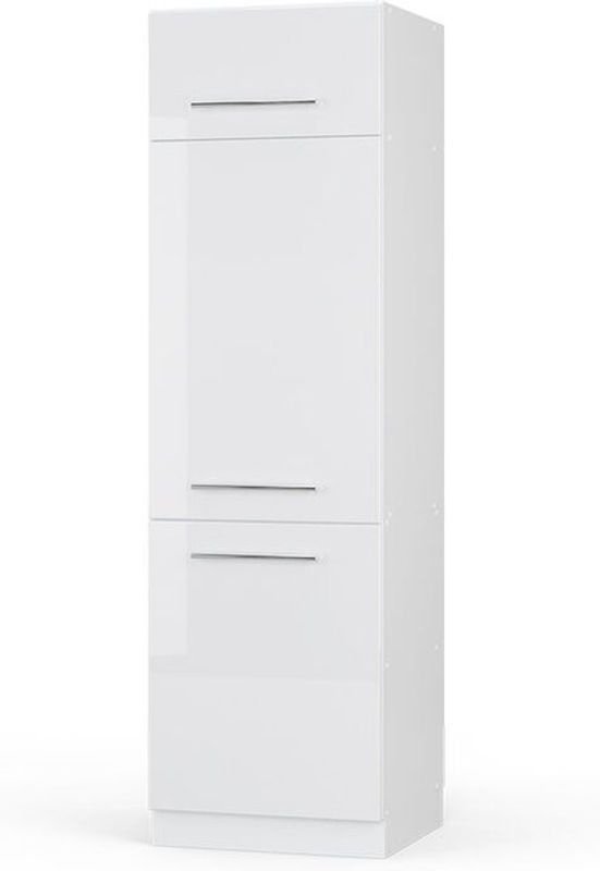 Vicco Fame-Line Vorratsschrank aus Holzwerkstoff in Weiß Hochglanz mit Drehtüren, Breite: 60 cm, Tiefe: 58 cm, Höhe: 206,8 cm - Bild 1