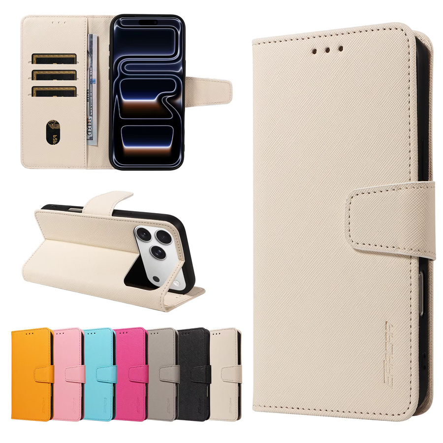 EAACAA Magnetische PU-Leder Handyhülle als Brieftasche für iPhone 11 bis iPhone 17e in Pink und Beige - Bild 2