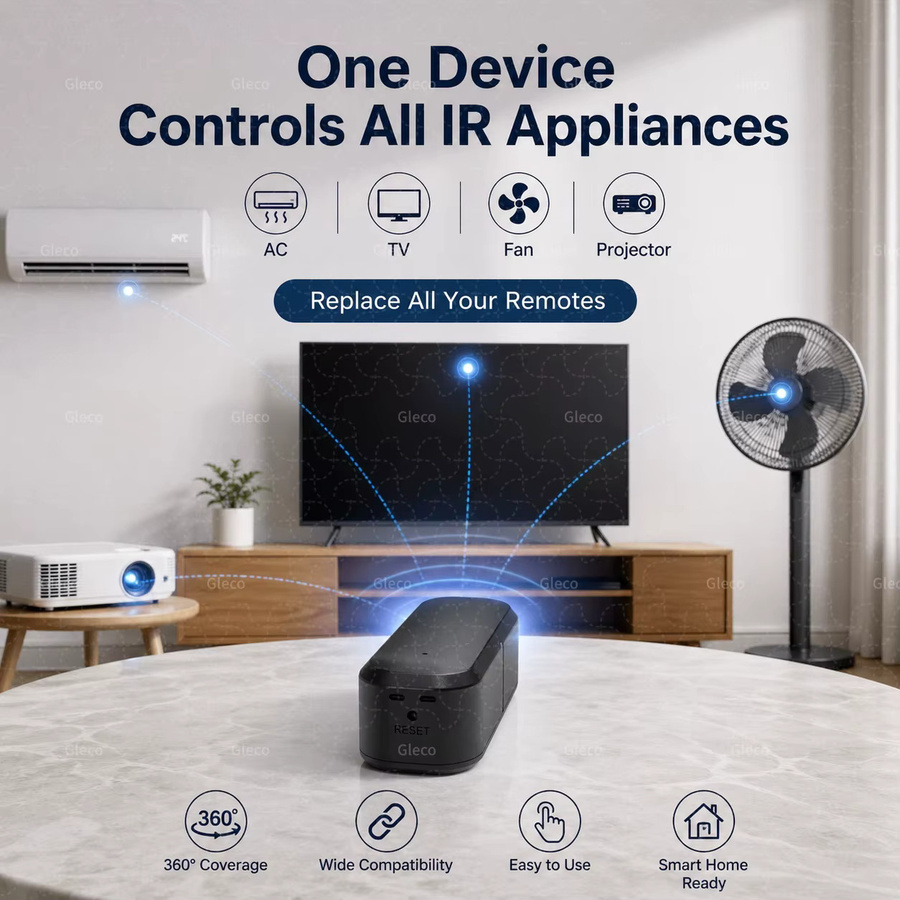 Lenovo Zigbee Smart IR Universalfernbedienung für Smart Home mit Tuya Smart Life App Unterstützung in Schwarz - Bild 2