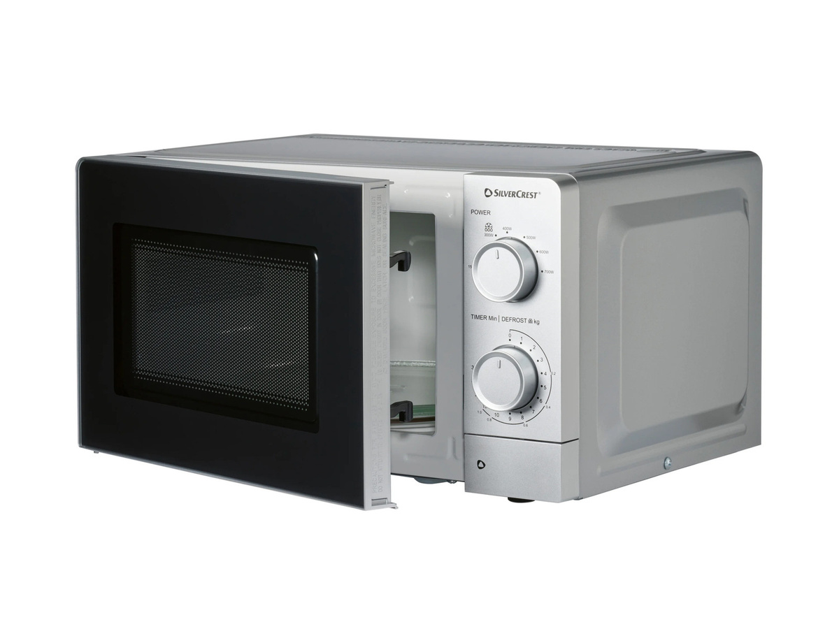 SILVERCREST Mikrowelle SMW 700 D4 Solo in Silber mit 700 Watt Leistung, B/T/H: 44,6 x 33,8 x 24,1 cm - Bild 2