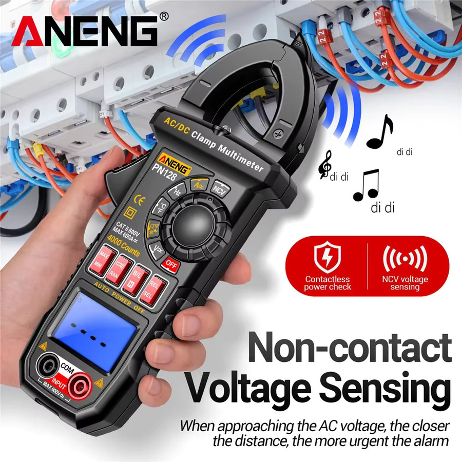 ANENG PN128 Digitales Zangenamperemeter True RMS mit NCV Funktion für AC/DC Strom und Spannung in Rot - Bild 2