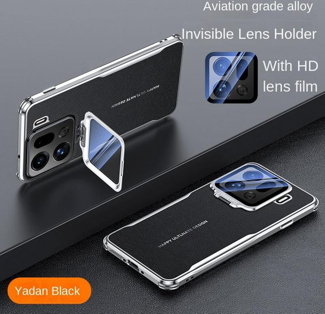 Leder-Handyhülle mit Glaslinsenschutz für OPPO Find X9 Pro, Find X9, Find X8 Ultra, Find X8s und Find X8 Pro in Schwarz mit Anti-Fall-Schutz - Bild 1