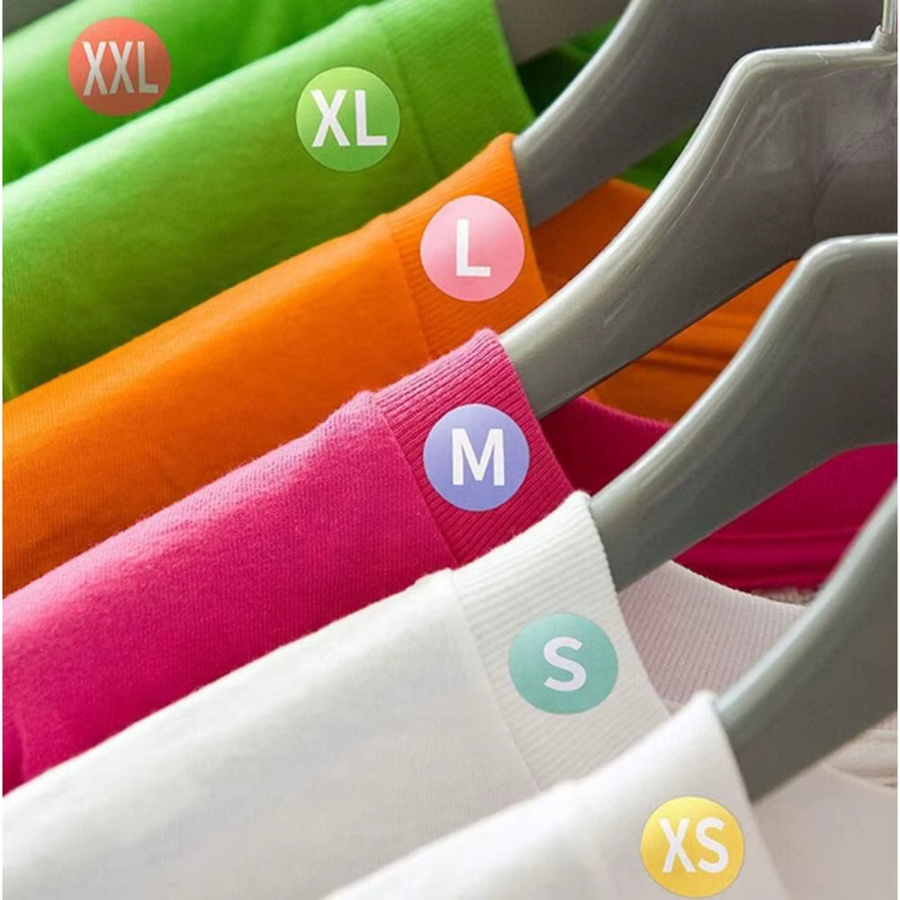 500 Stück runde Kleideretiketten als selbstklebende Größenaufkleber für Textilien in verschiedenen Größen XS bis 3XL, Mehrfarbig - Bild 2