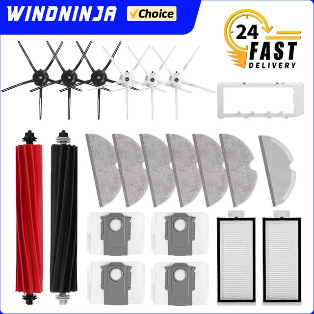 Roborock Ersatzteil-Set für Q8 Max Q8 Max+ Q5 Pro Q5 Pro+: Anti-Tangle Hauptseitenbürste, HEPA-Filter, Mopptuch und Staubbeutel - Bild 1