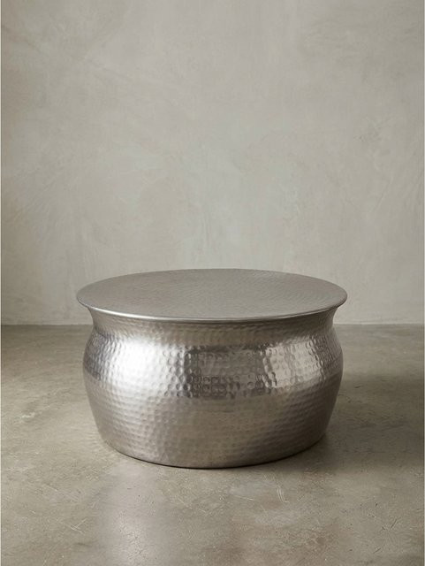 KADIMA DESIGN Couchtisch aus Aluminium im orientalischen Stil mit Hammerschlag-Design, Silber, B/T/H: 60 x 60 x 30 cm - Bild 1