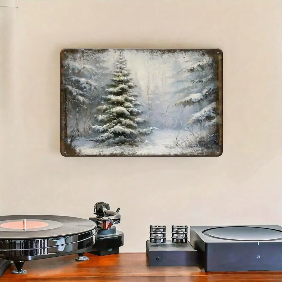 CIFBUY Vintage Weihnachtsbaum Metallblechschild in Weiß, Wandkunst für Innen und Außen, B/H: 20,3 x 30,5 cm - Bild 4