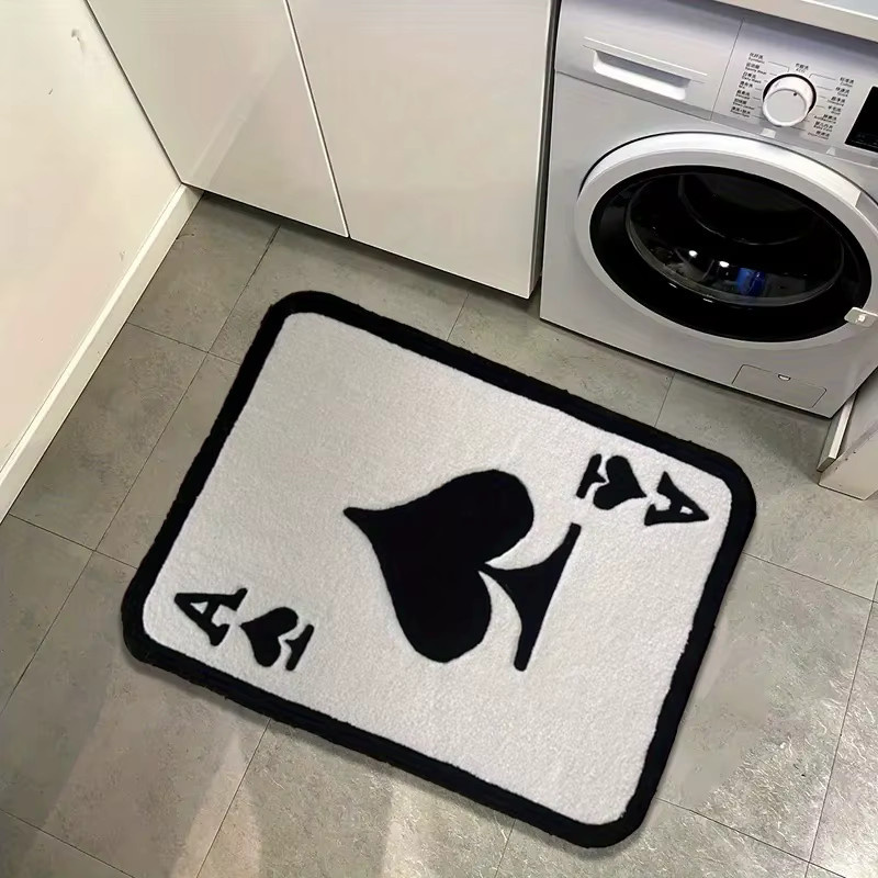 VIKAMA Ace of Spades Teppich, moderner rechteckiger Teppich aus Polyester in Weiß für Wohnzimmer, Schlafzimmer, Küche oder Badezimmer - Bild 2