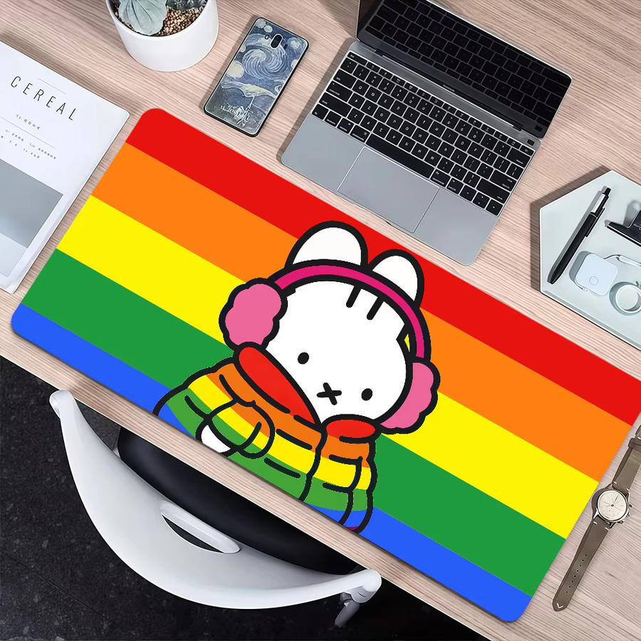 Miffy Cartoon Hasen Mauspad in Multicolour, rutschfestes und verdicktes Desktop-Mauspad mit Lockedge-Verstärkung für Gaming und Büro - Bild 3