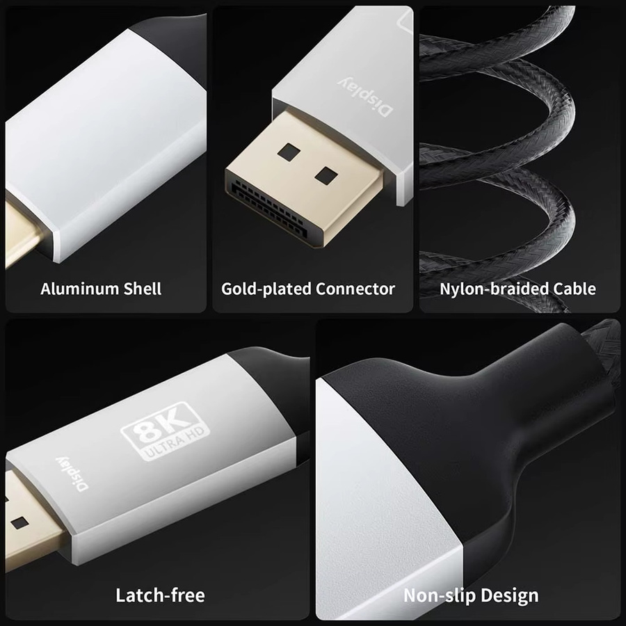 HDmatters USB-C auf DisplayPort Kabel für 4K 60 Hz und 8K 144 Hz, geflochtenes USB 3.1 Typ C auf DisplayPort AV-Kabel für Mac und Monitore - Bild 6