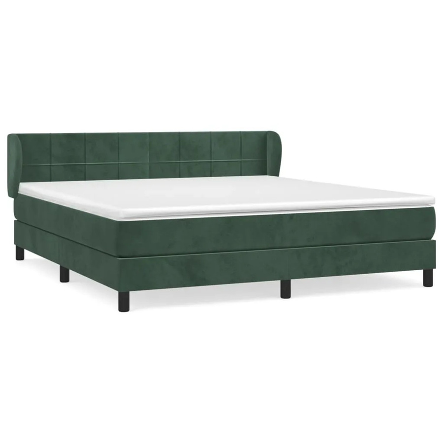 vidaXL Boxspringbett mit Matratze in Dunkelgrün aus Samt, Hybrid-Design mit Taschenfederkern, B/T/H: 180 x 200 x 183 cm - Bild 2