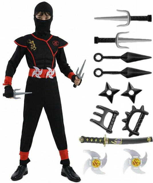 Ninja-Kostüm für Kinder, Schwarz-Blau, mit Maske - Bild 1